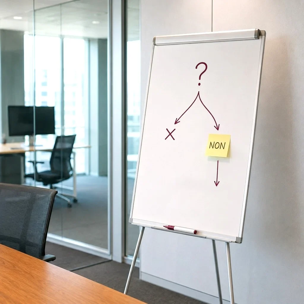 Une réflexion épurée : la question, un diagramme de bifurcation oui ou non, c'est la méthode de prise de décision de l'Institut Warcollier