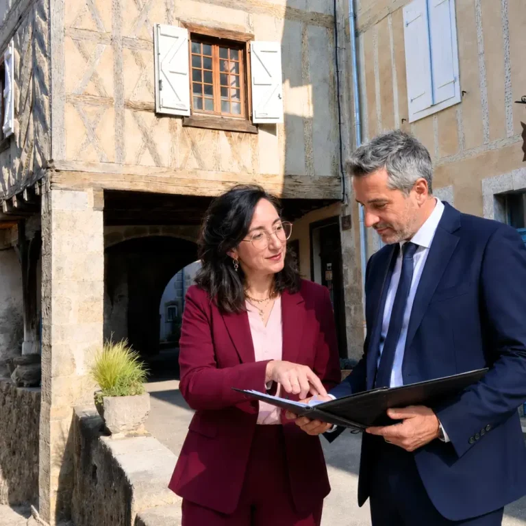 L'institut Warcollier, à Saint-Lizier ou en distanciel, pour dirigeants. Magali Warcollier accompagne un dirigeant, devant l'Institut Warcollier. Science et confiance pour vos décisions stratégiques.