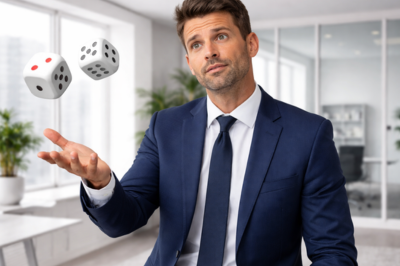 Pour bien décider : ce n'est ni le hasard ni l'intuition. Il existe une méthode. Un dirigeant jette des dés en l'air dans son bureau.