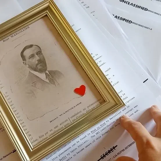 Archive publique déclassifiée de la CIA évoquant les recherches scientifiques de Warcollier, avec son portait (document familial).